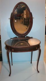 Vintage Mahogany Queen Anne Dressing Table with Beveled Glass Mirror