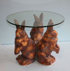 Glass Top Table with Rabbit Base