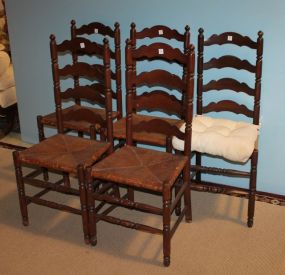 Set of Five Ladder Back Rush Seat Chairs