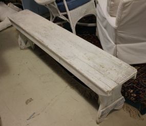 Long White Wood Bench