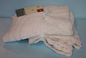 Two White Cotton Crochet Bath Rugs