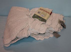 Two White Cotton Crochet Bath Rugs