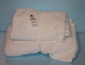 Two Full Size White Cotton Blankets