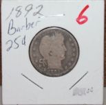 1892 Barber Twenty-Five Cent Coin