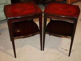 Pair of Mahogany Leather Top Side Tables