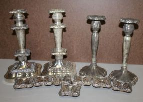 Group of Silverplate Candleholders
