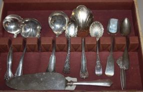 Nine Sterling Pieces, Two Coin Silver Spoons along with a Sterling Wine Coaster