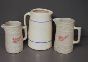 Three Stoneware Pitchers Two marked Red Wing - 6 1/2
