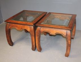 Two Glass Top Contemporary End Tables