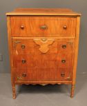 1940's Walnut Veneer Four Drawer Chest