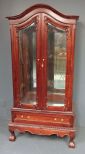 Reproduction Mahogany Chippendale Style Glass Cabinet Has two glass doors, glass sides, three glass shelves, ball and claw feet. 33 1/2