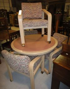 Set of Four Blonde Wood Contemporary Chairs along with Game Table