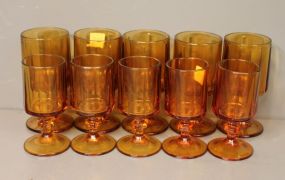 Group of Ten Amber Glasses