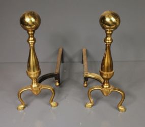 Pair of Contemporary Brass Andirons