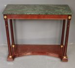 Contemporary Marble Top Console with Brass Rosettes