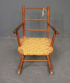 Vintage Child's Rocker with Rush Seat