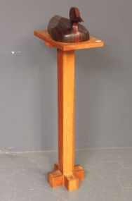 Oak Stand with Duck Mounted on Top