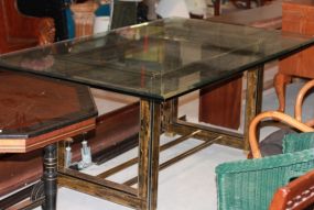 Heavy Glass Top Oriential Table