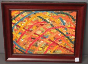 Small Acrylic in Multicolors, framed and signed Coker