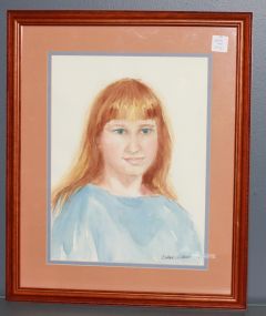 Watercolor of Young Girl, signed Esther Wilson