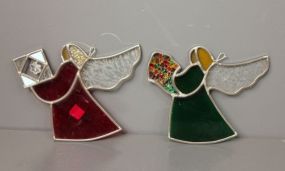 Two Christmas Tree Stain Glass Angels