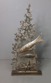 Iron Sculpture of Tree and Fish