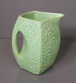 Green Pitcher with Geometric Design, signed Niloak