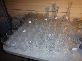 Group of Drinking Glasses along with Two Decanters