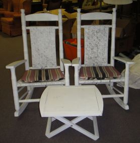 Pair of White Rockers with Table