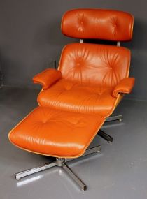 Charles Eames Design Leather Lounge Chair and Ottoman