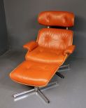 Charles Eames Design Leather Lounge Chair and Ottoman