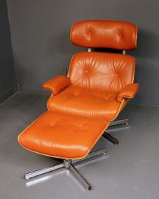 Charles Eames Design Leather Lounge Chair and Ottoman