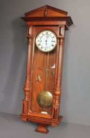 English Mahogany Wall Clock with Glass Front Door