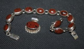 Set of Sterling Pendant, Earrings and Bracelet
