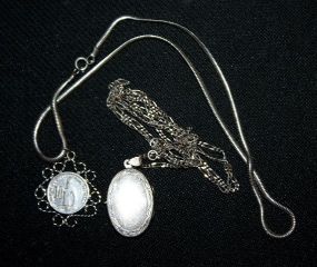 Two Sterling Necklaces with Pendants