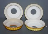 20th Century Set of Four Yellow Glass Bobeches