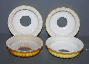 20th Century Set of Four Yellow Glass Bobeches