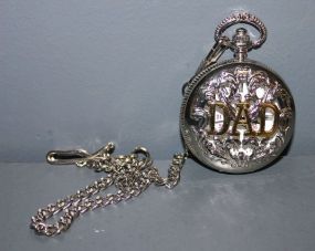 Decorative Pocket Watch with Roman Numerals in Original Box