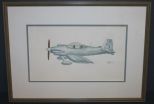 1987 Watercolor of Plane, signed H. Radcliffe