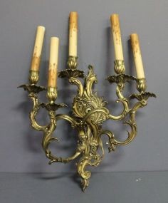 Brass Five Arm Wall Sconce