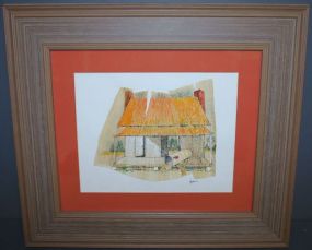 Colored Wax Pencil Drawing of Dogtrot by Mississippi Artist