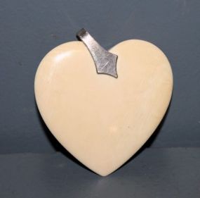 Elephant Ivory heart Shaped Pendant with Sterling Loop