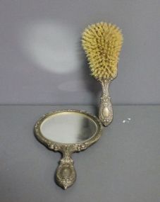 Gorham Sterling Silver Victorian Repousse Brush and Mirror