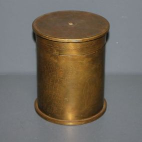WWI Trench Art Brass Shell Casing Canister