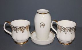 Two Royal Copenhagen Pieces and Two 50th Anniversary Royal Albert Cups