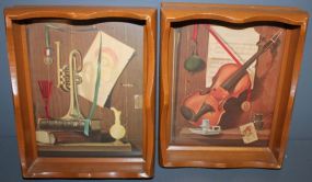 Two Framed Vintage Prints of Musical Instruments