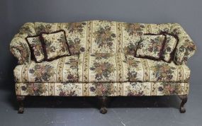 Camel Back Sofa with Floral Fabric