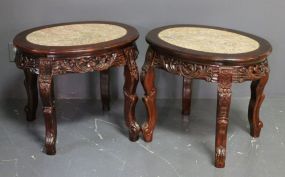 Pair of Contemporary Marble Top Side Tables