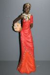Hand Painted Resin African American with Basket of Flowers