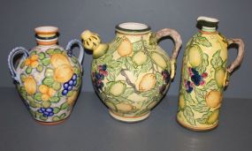 Three Painted Fruit Houseware Ceramic Pieces